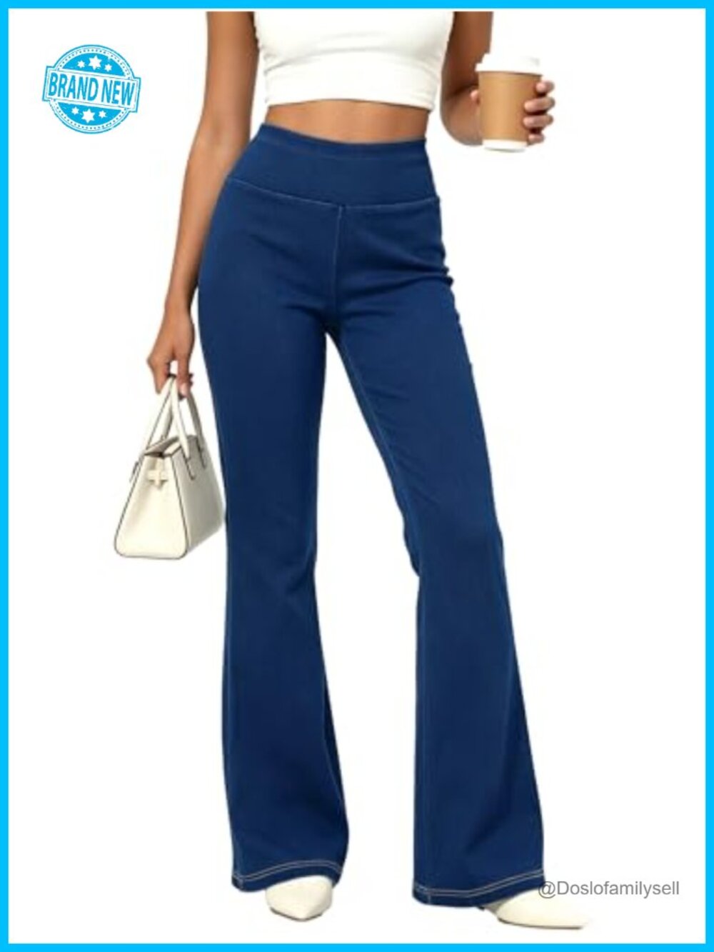 Women's JEAVIA Pull On Flare Bootcut Jeans Stretch Denim High Rise 32" Inseam